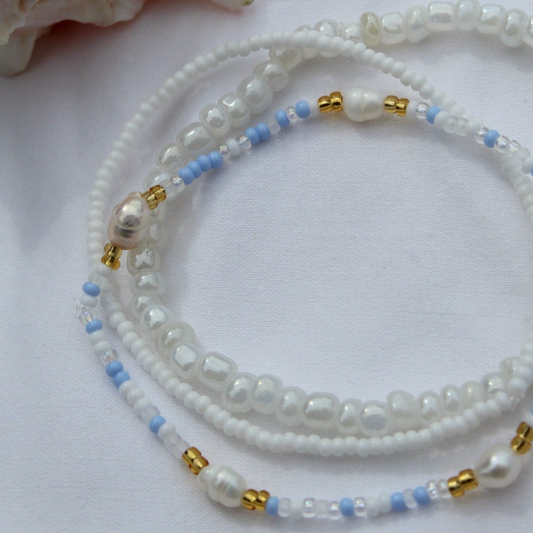 Aquamarine Elastic Beaded Bracelets