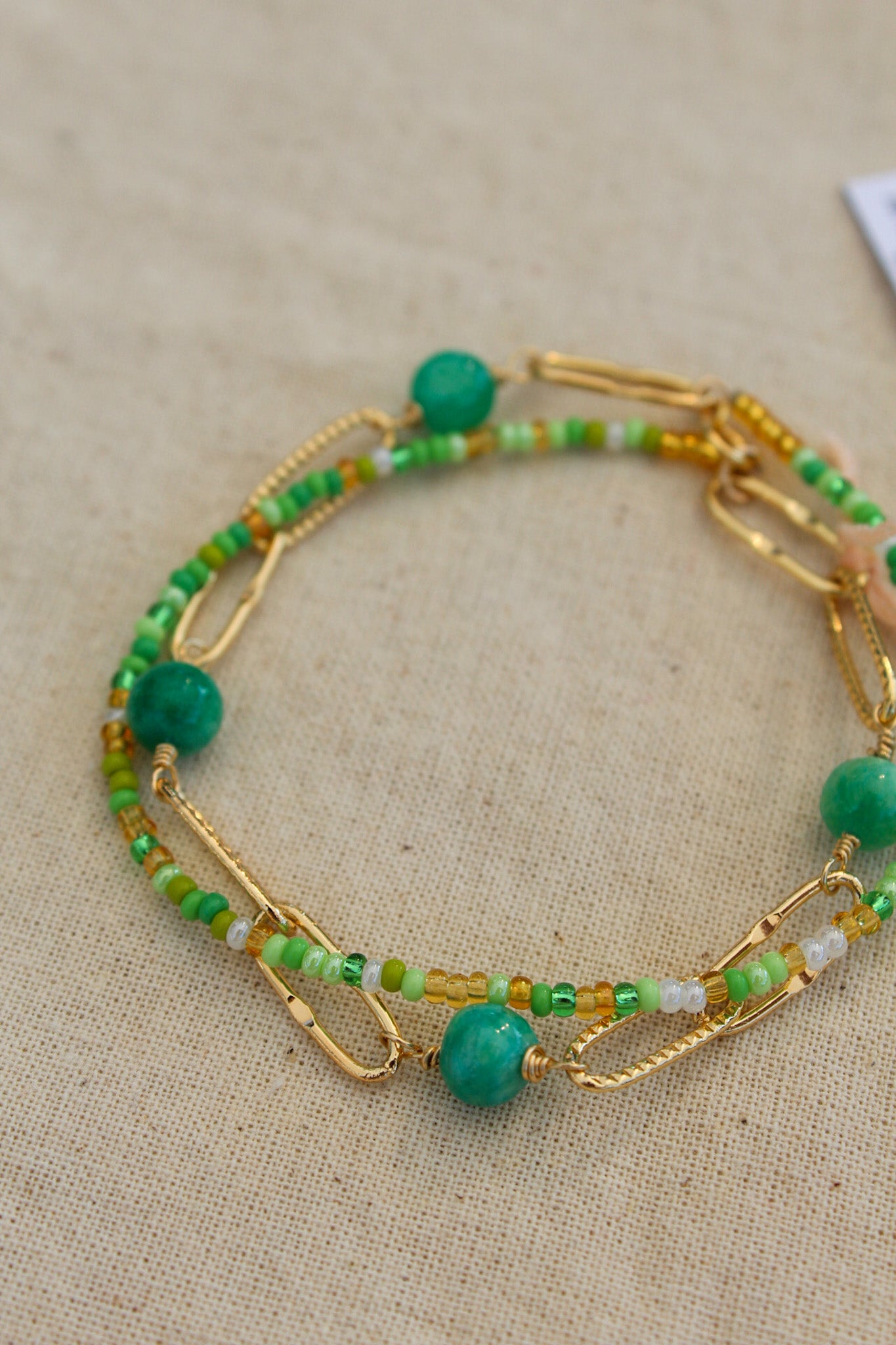 Stacked Emerald Paperclip Bracelet