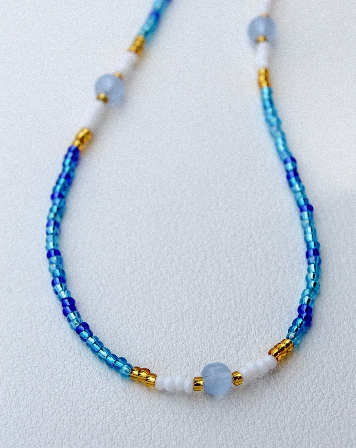 Deep Sea Blue Beaded Necklace