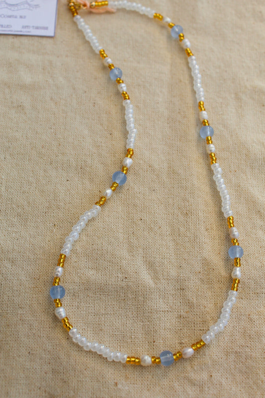 Blue Gems and Baby Pearls Necklace